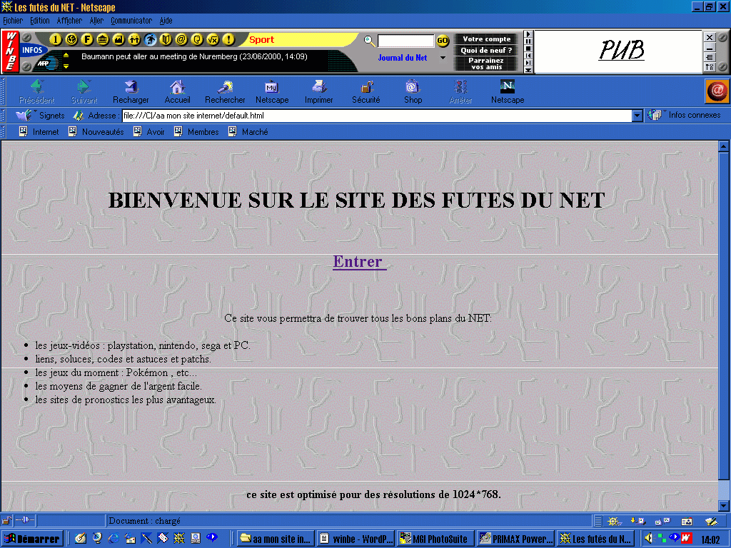 capture d'�cran montrant le service winbe en fonctionnement